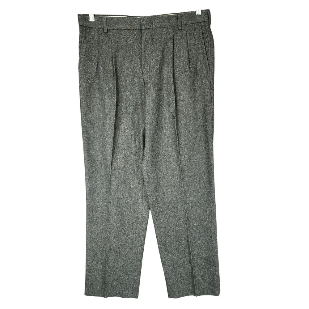 Vtg Bill Blass Dress Pants sz‎ 34x29 Men Gray Wool Grandpa Pleated Classic 1970s